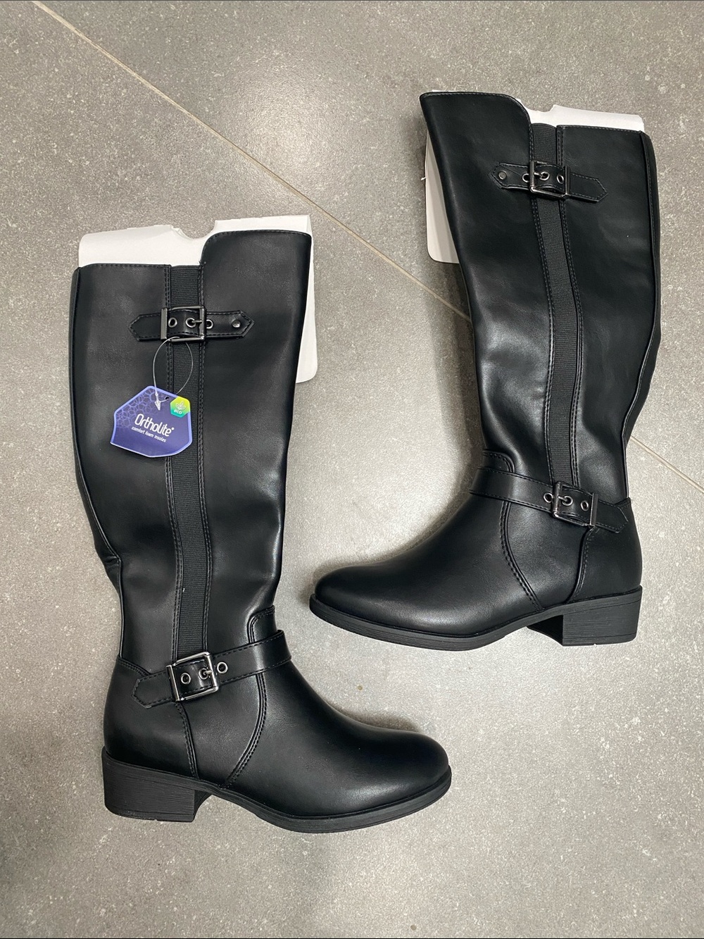 croft & barrow Black Tall Riding Boots with Buckle Straps